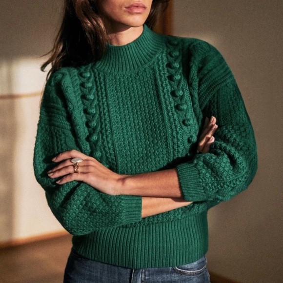 Sezane Sweaters - Sezane Amaury Jumper Sweater Emerald Green Chunky Wool